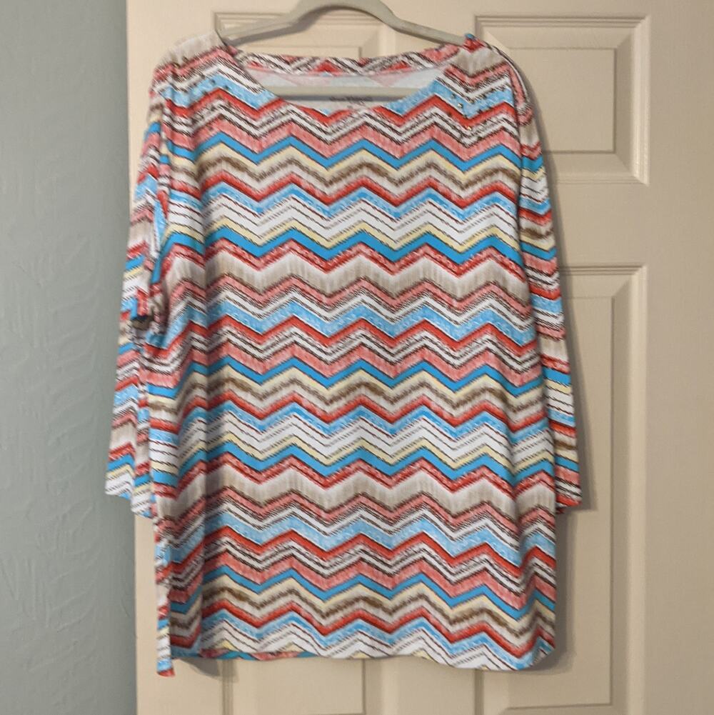 Zig-Zag Stripe Top Size 3X Allyson Whitmore